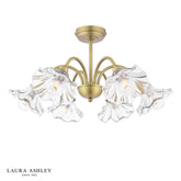 Laura Ashley Kerswell 6 Light Semi-Flush Matt Antique Brass and Glass